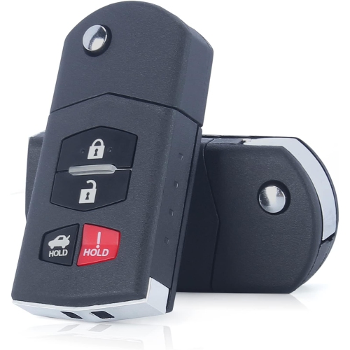 2 Pieces Flip Remote Car Key Fob Case Cover Shell Housing Replacement 4 Buttons for Mazda 3 5 RX-8 CX-7 CX-9
