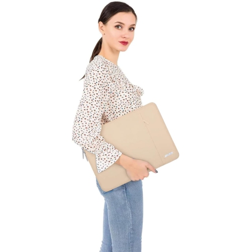 Housse pour portable compatible avec ordinateur portatif 13.3&nbsp;po, étui vertical en polyester avec pochette, abricot