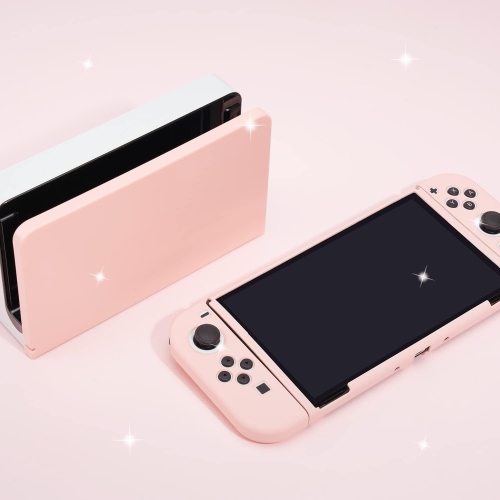 Switch Case Dock Cover Bundle | Pastel Cute Sakura Soft Silicone Dockable Protective Snap on Shell