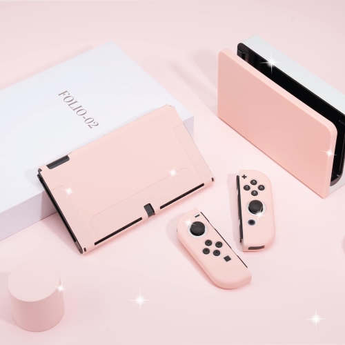 Switch Case Dock Cover Bundle | Pastel Cute Sakura Soft Silicone Dockable Protective Snap on Shell