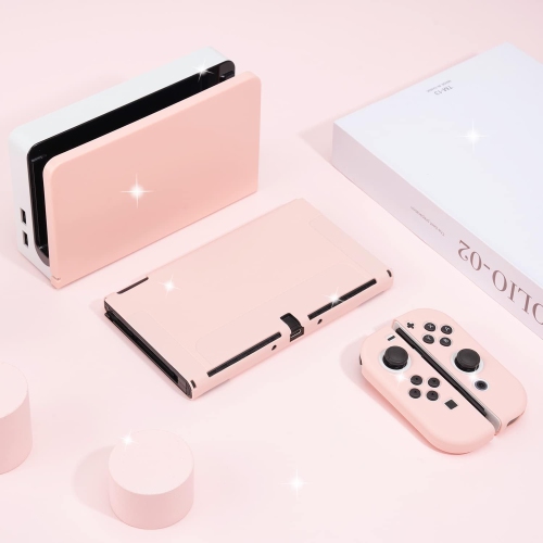 Switch Case Dock Cover Bundle | Pastel Cute Sakura Soft Silicone Dockable Protective Snap on Shell