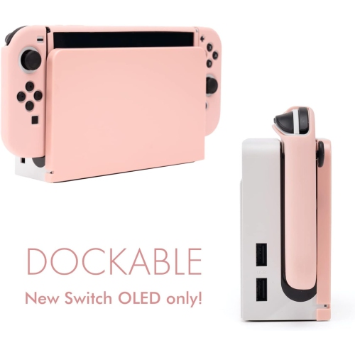Switch Case Dock Cover Bundle | Pastel Cute Sakura Soft Silicone Dockable Protective Snap on Shell