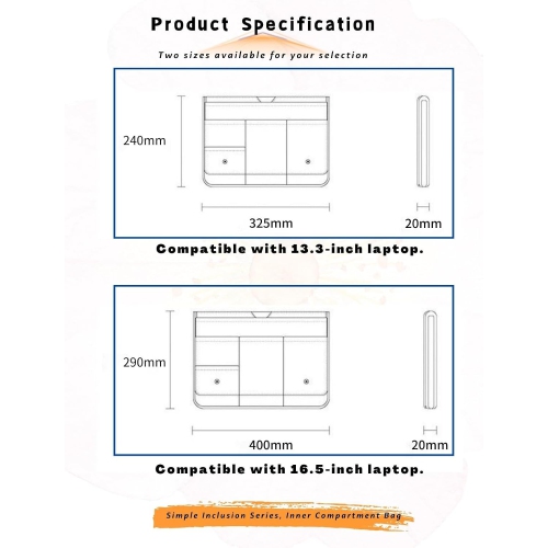 Latop Sleeve Bag 13 inch Waterproof Dustproof Protective Case Notebook Tablet Laptop Cover Case with Inner