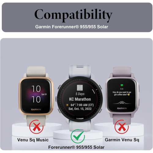 Screen Protector for Garmin Forerunner 955/Forerunner 955 Solar, [3 Pack] HD Clear 3D Curved Anti-Scratch PET