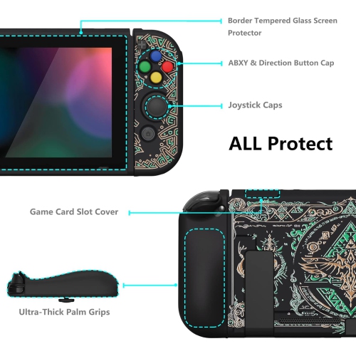 ZealProtect Soft Protective Case for Nintendo Switch, Flexible Cover Protector for Switch with Tempered Gl