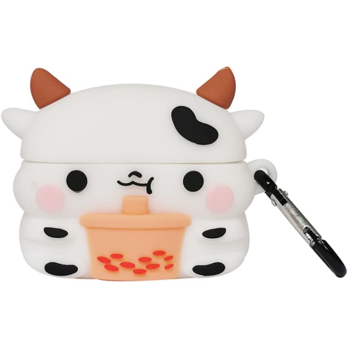 Compatible with AirPods 3 Case Boba Milk Tea Cow, Protective Silicone Cartoon 3D Cover for AirPod 3rd Generation Case,
