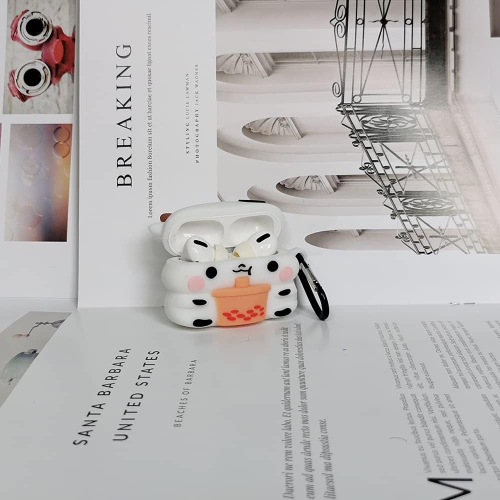 Compatible with AirPods 3 Case Boba Milk Tea Cow, Protective Silicone Cartoon 3D Cover for AirPod 3rd Generation Case,