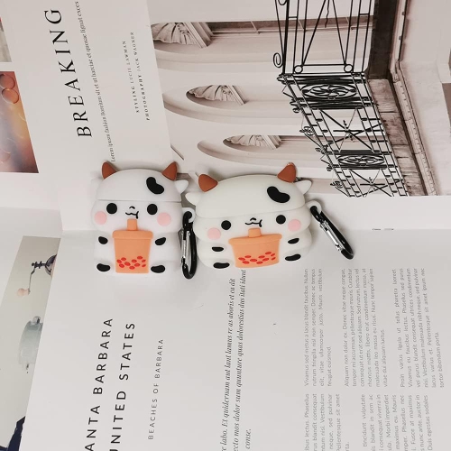 Compatible with AirPods 3 Case Boba Milk Tea Cow, Protective Silicone Cartoon 3D Cover for AirPod 3rd Generation Case,