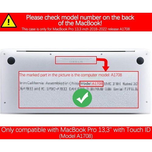Compatible with MacBook Pro 13 inch Cover, 2022, 2021, 2020-2018 Release A1708 with Keyboard Cover & Screen