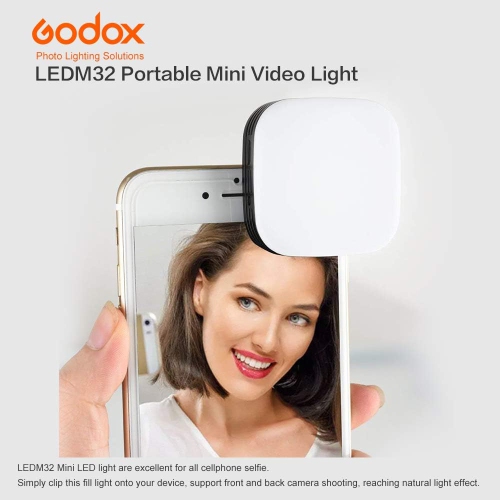 M32 Mobilephone Lighting Round Light for Camera, Rechargeable y, On-Camera Video Lights for iPhone iPad