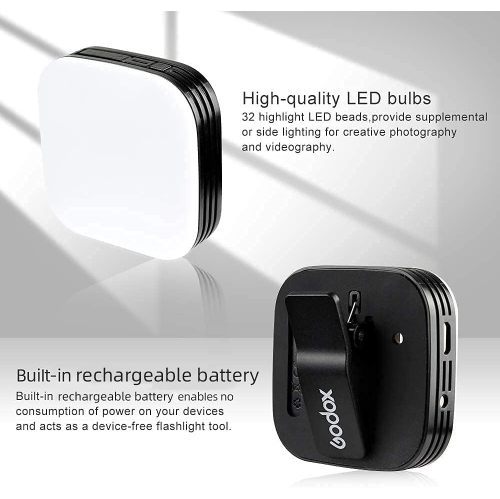 M32 Mobilephone Lighting Round Light for Camera, Rechargeable y, On-Camera Video Lights for iPhone iPad