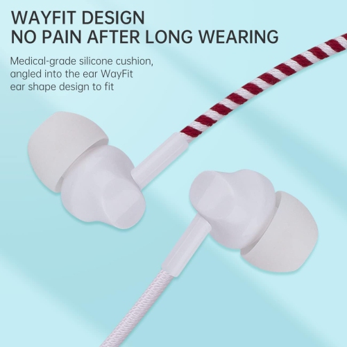 Ecouteurs colorés avec fil et ro - Écouteurs boutons 3,5&nbsp;mm avec télécommande tressée