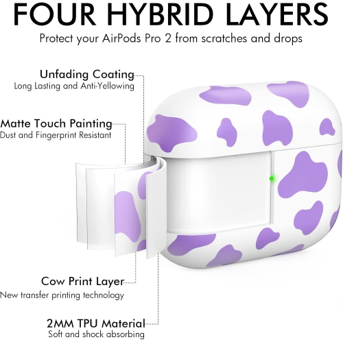 Matte Cow Print Case for Airpods Pro 2nd Generation Case Cover AirPods Pro 2 Hard TPU Protective Cover