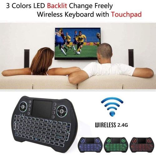 Mini Keyboard with Touchpad, Backlit Handheld Android TV Box Remote Keyboard for Smart TV HTPC PS3