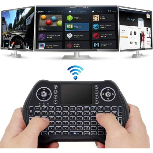 Mini Keyboard with Touchpad, Backlit Handheld Android TV Box Remote Keyboard for Smart TV HTPC PS3