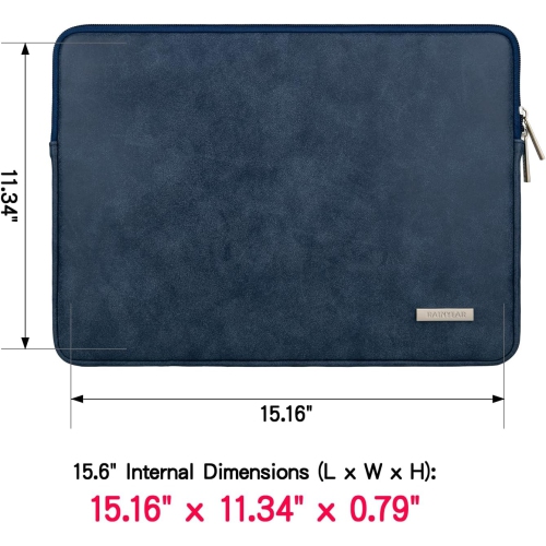 RAINYEAR 15.6 Inch Laptop Sleeve Protective Case PU Suede Leather Zipper Padded Cover Water Resistant Carrying Bag