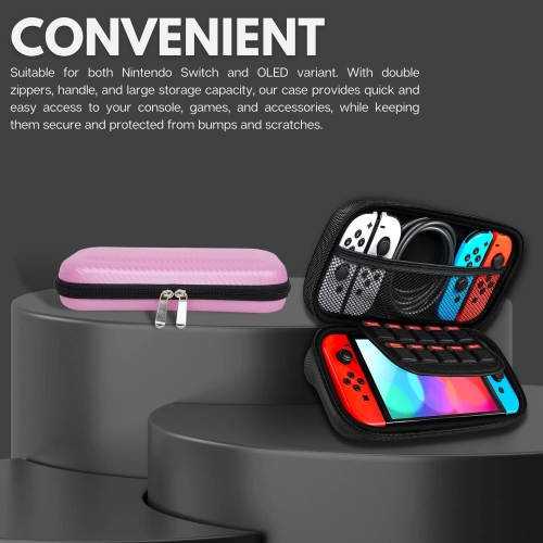 Protective Travel Carrying Case Compatible with Nintendo Switch - Hard Shell Carry Storage Bag with Handle