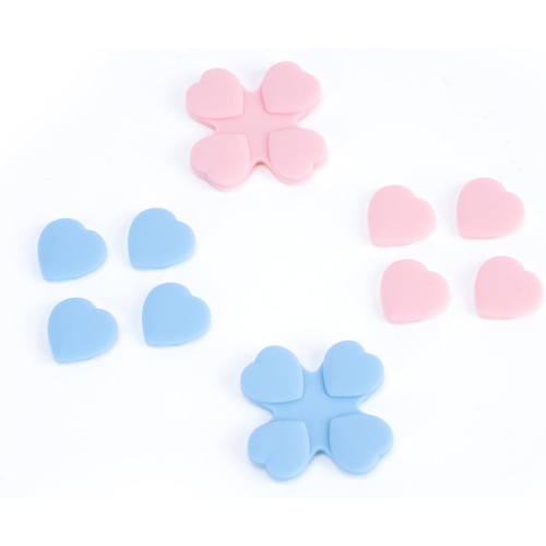 Silicone Cross D-Pad Button Caps Set Heart Shape Joystick Cover - ABXY Key Buttons Sticker Compatible