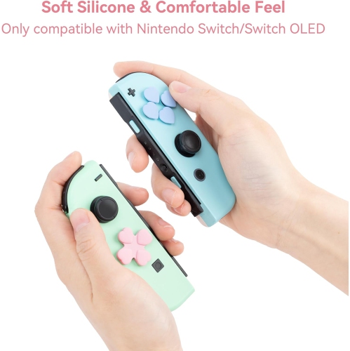 Silicone Cross D-Pad Button Caps Set Heart Shape Joystick Cover - ABXY Key Buttons Sticker Compatible