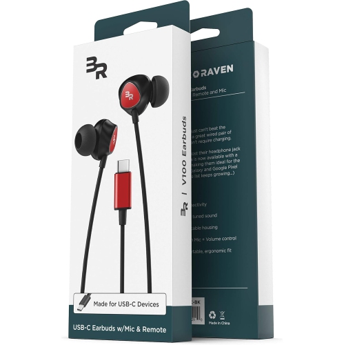 Écouteurs boutons avec fil USB-C de B&R avec télécommande pour Galaxy S10, S20, Fe, S21 Plus, S22 de Samsung S23