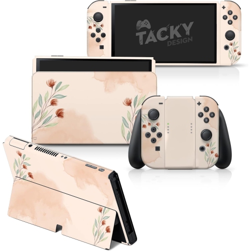 Habillage fleur compatible avec l'habillage Nintendo Switch O - Vinyle aquarelle Autocollants Nintendo Switch O de 3&nbsp;M