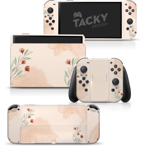 Habillage fleur compatible avec l'habillage Nintendo Switch O - Vinyle aquarelle Autocollants Nintendo Switch O de 3 M
