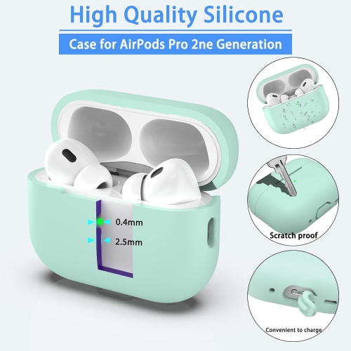 for AirPods Pro 2nd Generation Case Cover, Military Grade Anti-Fall Soft Silicone Shock-Absorbing for AirPods