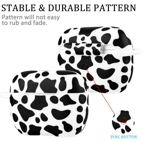 Cow Silicone Airpods Pro Case 2019, Soft Case Cover Flexible for iPod Pro Case Floral Print Cover for Women