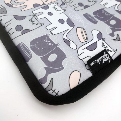 13-15 Inch Gray Cats Print Laptop Sleeve Case/Water-Resistant Neoprene Notebook Computer Pocket Tablet Briefcase