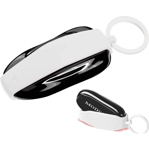 REMOTEOVERSTOCK  for Tesla Model X Skin Cover Keychain Remote Key Fob Key Chain Accessory Smart Key Protective Protector Case In White