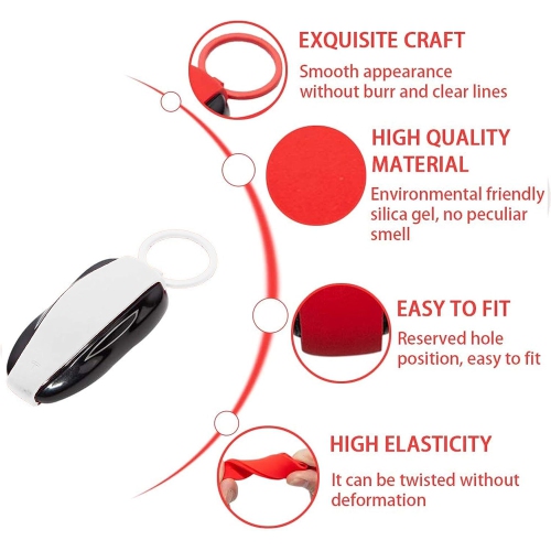 for WHITE Tesla MODEL X Skin Cover Keychain Remote Key Fob Key Chain Accessory Smart Key Protective Protector Case