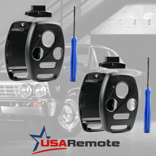 CUTTING NOT REQUIRED - 2 Key Fob Keyless Entry Remote Shell Case & Pad fits Honda 2003-2012 Accord / 2006-2013 Civic EX