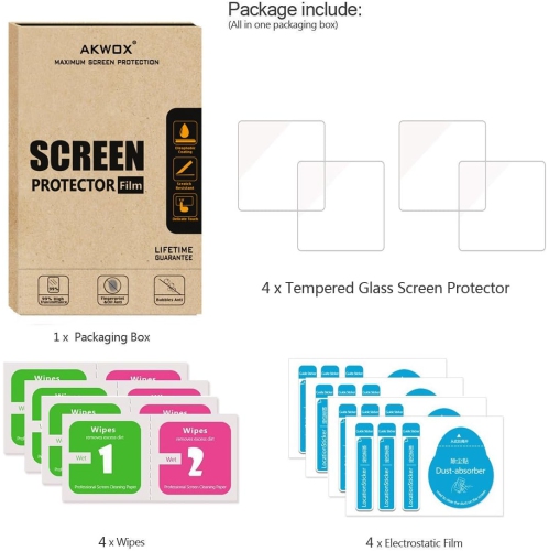 (Pack of 4) Tempered Gl Screen Protector for Garmin Vivoactive, [0.3mm 2.5D High Definition 9H] Premium Clear