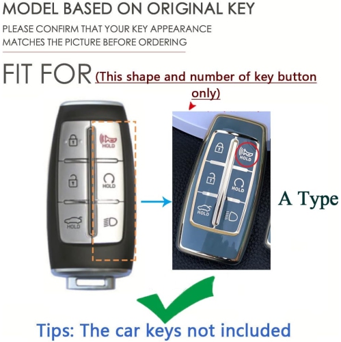 Golden-edge 6 Button Key Fob Cover for Genesis GV70 2021 2022 G90 G70 G80 GV80 Keyless Full Protection Key Fob