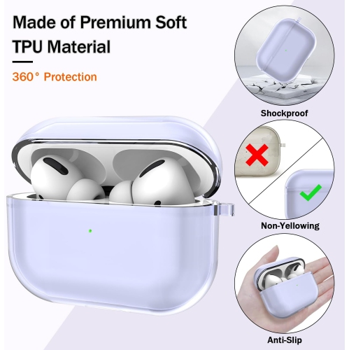 for Airpods Pro Generation Case Cover, Clear Soft TPU Transparent Military Grade Shockproof Protective Case