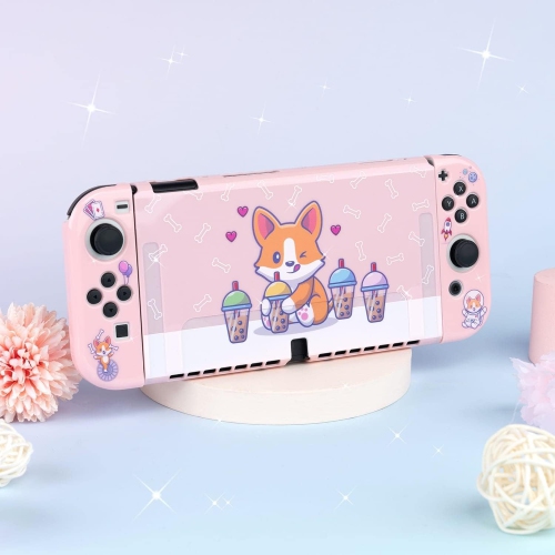 Dog Boba Case | Cute Kawaii Dog Bubble Tea Pastel Corgi Animal Cover | Dockable Snap on Shell Compatible