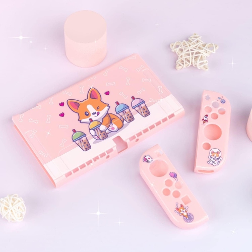 Dog Boba Case | Cute Kawaii Dog Bubble Tea Pastel Corgi Animal Cover | Dockable Snap on Shell Compatible