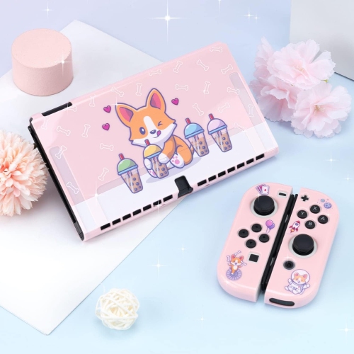 Dog Boba Case | Cute Kawaii Dog Bubble Tea Pastel Corgi Animal Cover | Dockable Snap on Shell Compatible