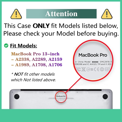 Compatible avec M2 MacBook Pro 13 po 2024 2023 2022-2016 M1 A2338 A2289 A2251 A2159 A1989 A1706 A1708