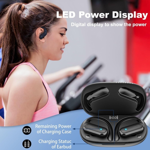 48H Playback Earbuds, Bluetooth Noise Cancelling Headphones, Display, IPX7 Waterproof, Sport Earbuds