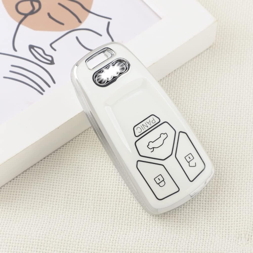 TPU Key Fob Cover for Audi Accessories White Gold Car Keys Case Shell Protector for Audi A4 A5 Q5 Q7 RS5 SQ5 S4