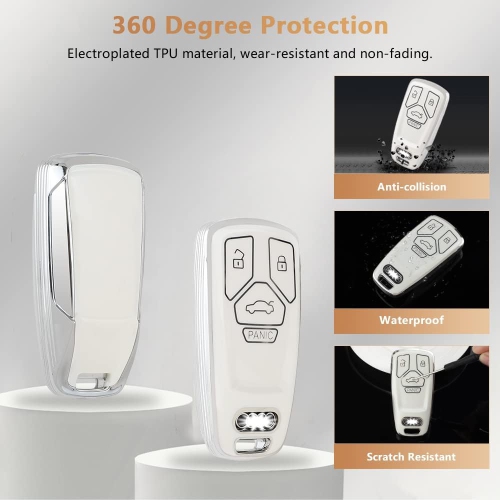 TPU Key Fob Cover for Audi Accessories White Gold Car Keys Case Shell Protector for Audi A4 A5 Q5 Q7 RS5 SQ5 S4