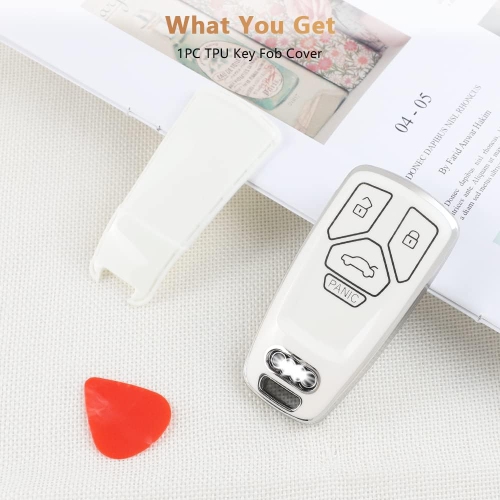 TPU Key Fob Cover for Audi Accessories White Gold Car Keys Case Shell Protector for Audi A4 A5 Q5 Q7 RS5 SQ5 S4