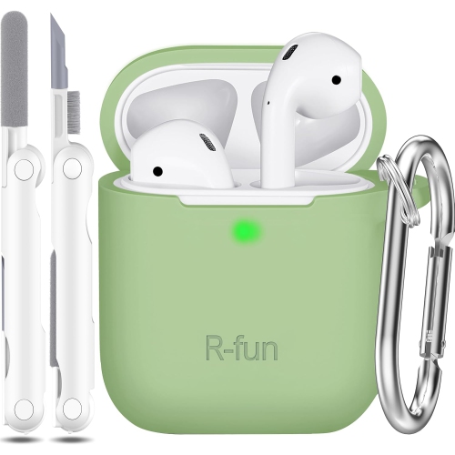 R-FUN  for Airpod 2Nd Generation Case Cover, Soft Silicone Protective Cover With Keychain for Women Men Compatible