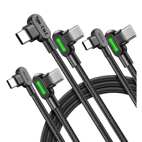 MCDODO  [Type-C to C] Iphone 60W Charging Cable USB Type-C to Type C Charging Cable 90 Degree Nylon Braided Charger Cord