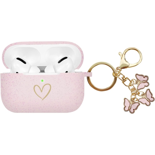 AIIEKZ  Compatible With Airpods Pro Case Cover, Soft Silicone Case With Heart Pattern for Airpod Pro Case With Cute In Gold