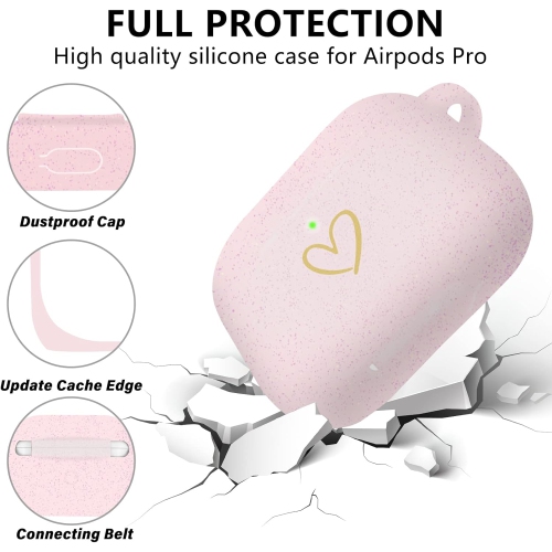 Compatible with AirPods Pro Case Cover, Soft Silicone Case with Gold Heart Pattern for AirPod Pro Case with Cute