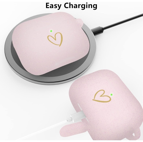 Compatible with AirPods Pro Case Cover, Soft Silicone Case with Gold Heart Pattern for AirPod Pro Case with Cute