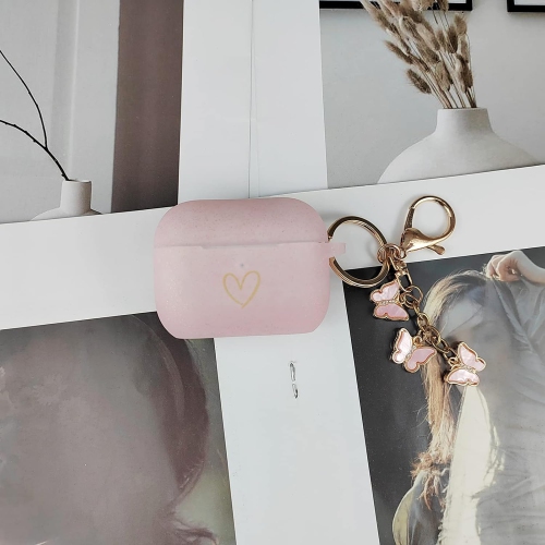 Compatible with AirPods Pro Case Cover, Soft Silicone Case with Gold Heart Pattern for AirPod Pro Case with Cute