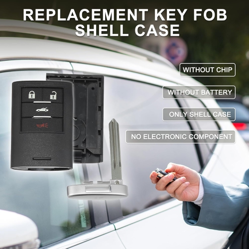 Key Fob Shell Case for Chevrolet Corvette 4 Buttons Replacement | Keyless Entry Remote Control Key